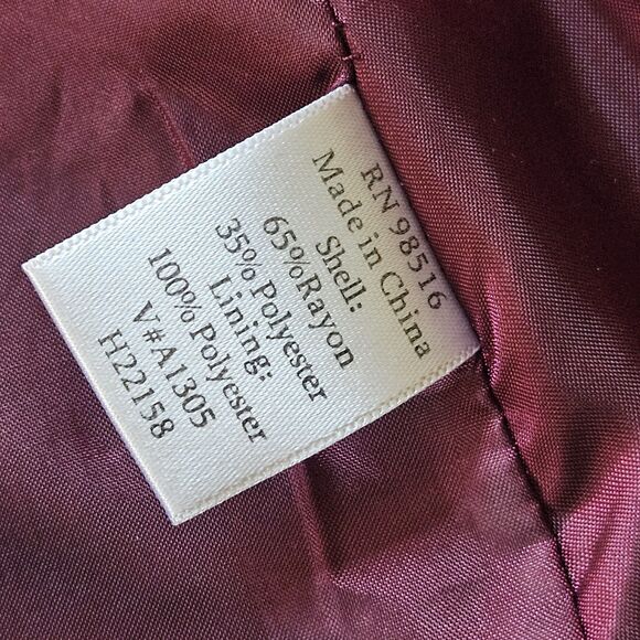 Coldwater Creek Maroon Floral Paisley Tapestry Short Jacket Blazer Womens Large - Picture 8 of 8